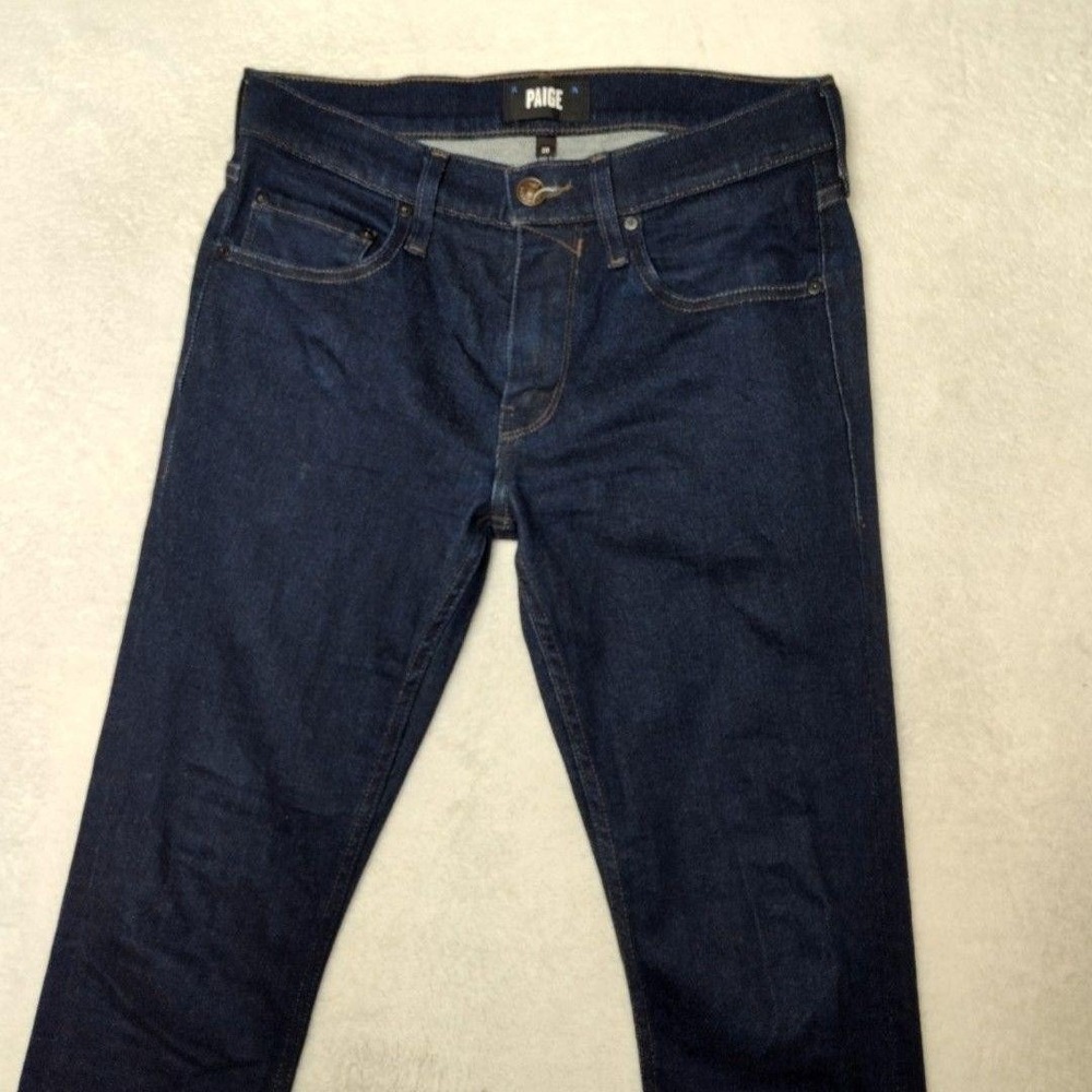 Paige Jeans Womens 30 Dark Wash Lennox Straight Slim Stretch 5-Pocket Denim - Picture 2 of 11